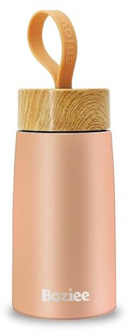 Boziee Termo pequeño de 250 ml, para bebidas frías y calientes, sin BPA, acero inoxidable, para exteriores, color naranja y rosa