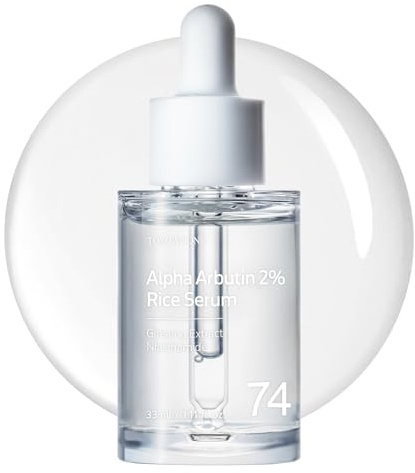 TOSOWOONG Alpha Arbutin 2% Rice Serum, Rice 746,074ppm, Alpha-Arbutin 20,000ppm, Glow, Glass skin, Pigmentation, Acne Marks, Dark Spots, Even Skin Tone, Hydrating, Korean Skin Care, 33ml / 1.11 fl.oz.