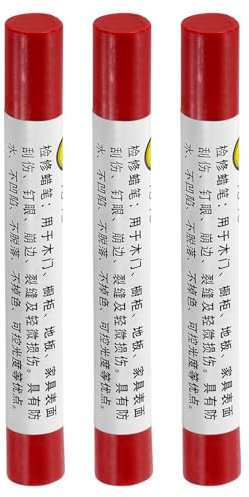 sourcing map Furniture Repair Crayons, 3Pcs - Wood Wax Filler Stick, Furniture Markers Touch Up - for Scratches Holes Tables Desks Wooden Floors Cover Ups, Red