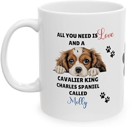 Personalised Cavalier King Charles Spaniel Mug, All You Need is Love, Dog Lover, Gift, Christmas, Birthday, Pet, Best Friend