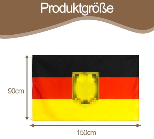Deutschland Flagge, Deutschlandfahne 150x90 cm mit Loch, Doppelseitig bedruckte Flaggen für Weltmeisterschaft und Europameisterschaft, für Indoor Outdoor