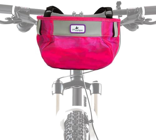 Po Campo Kinder Fahrradkorb - Whoosh Bike Basket - Vorderrahmen Lenkertasche - Wasserdicht Stoff Fahrradkorb für Jungen Mädchen Kleinkinder Fahrrad oder Roller (Rosa Sorbet)