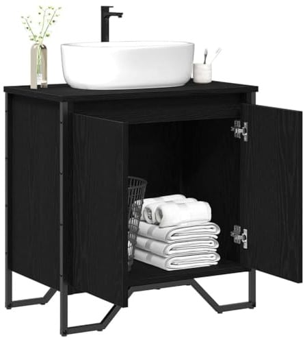 vidaXL Bathroom Sink Cabinet Black Oak 60 x 35 x 60 cm Engineered wood