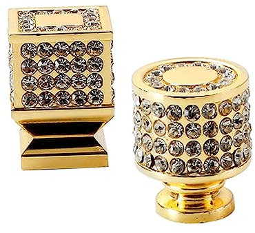 LALAFINA 2 Stück Zinklegierung Türgriffe mit Diamant Applikationen für Schrank und Schublade Rostfrei und Langlebig Moderne Möbelbeschläge für Schlafzimmer und Wohnzimmer