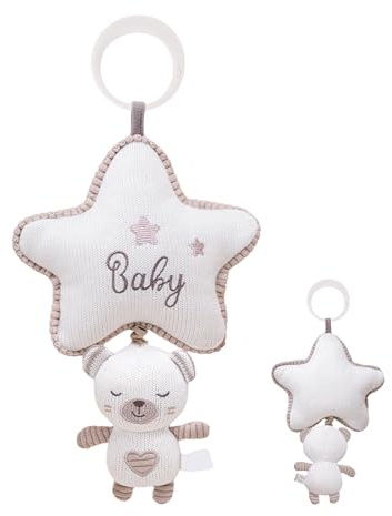 Bunny Musical Toy - Rasselhängendes Plüsch mit Garnkunst, für Babybett, Kinderwagen, Autositz, Stubenhaus | Kinderpuppe, beruhigend, Reisespaß, frühes Lernen, Kindergärten -Begleiter