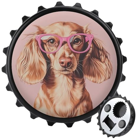 Hellbrauner Dackel-Flaschenöffner, runde Kühlschrankmagnete, Getränke, Bier, magnetischer Flaschenöffner für Kühlschrank, Küche, Büro