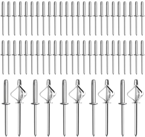 60 Pezzi Ciechi Rivetto Cieco,Rivetti Alluminio,48 * 25mm Rivetti A Strappo,Set Di Rivettis, Rivetto Cieco a Testaper Banda Stagnata, Chiusura in Metallo, per Metallo Plastica Legno（argento）