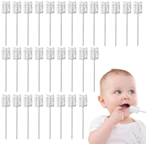 KZAQW 30 Stück Baby-Zungenreiniger für Neugeborene, Sterilisierte Einweg-Zahnbürste für Kinder und Babys, Saugfähige Gaze, Baby-Zungenreiniger, Einweg-Zungenreiniger