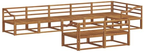 vidaXL Outdoor-Sofagarnitur 8 pcs Natur Massivholz Akazie, Akazienholz-Sofa, modernes Outdoor-Möbel, Garten-Lounge-Set, langlebige Terrassen-Couch, vielseitige Poolbereichs-Sitzgelegenheiten