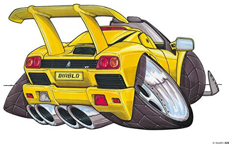 Top Banana Gifts Koolart 0325 Lambo Diablo Mauspad in Premiumqualität, schwer, Gelb