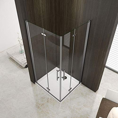 Box doccia angolare, porte doppie, battente, a libro 80x80x195cm, piatto doccia 80x80cm