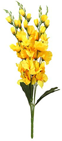 TIED RIBBONS Künstliche Gladiolen Blumen für Vase (66cm, Gelb) Dekoartikel für Zuhause Wohnzimmer Ecke Tischplatte Schlafzimmer Hochzeit Party Events Dekoration (Topf Nicht enthalten)