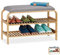Relaxdays Schuhbank, 6 Paar Schuhe, gepolsterte Sitzfläche, Flur und Garderobe, Schuhaufbewahrung HBT 46x69x30 cm, natur, 1 Stück, 2 Fächer