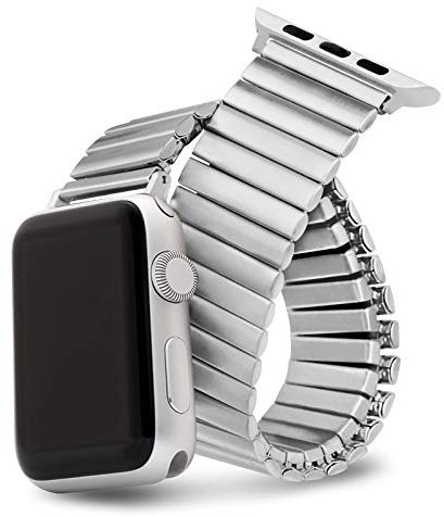 Watdpro Kompatibel mit Apple Watch Armband 45 mm, 44 mm, 42 mm, 41 mm, 40 mm, 38 mm, dehnbares Edelstahl-Uhrenarmband, Metall-Erweiterung, Apple Watch-Armband, kompatibel mit iWatch Serie SE 7, 6, 5