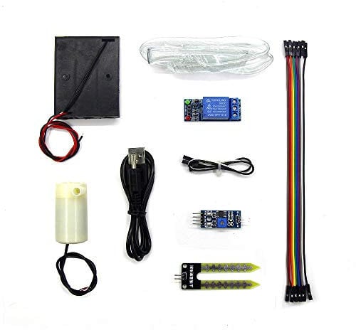Kit de bricolaje de riego automático, sistema de riego automático, con sensor de humedad del suelo módulo de rel de 5 V bomba de agua pequeño tubo de vinilo de 50 cm, para flores de plantas de jardín