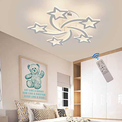 STCH Lampara Techo Infantil, Plafon LED Techo 60W, Lampara Techo Dormitorio Moderna Ø65CM, Lampara Infantil Techo Regulable con Control Remoto, Lámpara de Techo para Habitación de niña y niño
