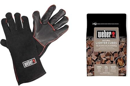 Weber Gants de Protection, Noir avec Cubes Allume-Feux, Brun, Lot de 48