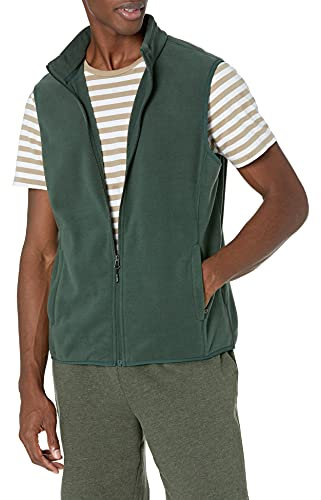 Amazon Essentials Gilet in pile con cerniera integrale (disponibile in taglie Big & Tall) Uomo, Verde Bosco, XXL