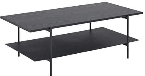 AC Design Furniture Augusta rechteckiger Couchtisch mit 1 Ablage, L: 115 B: 60 H: 40 cm, Holz/Metall, Schwarz, 1 Einheit