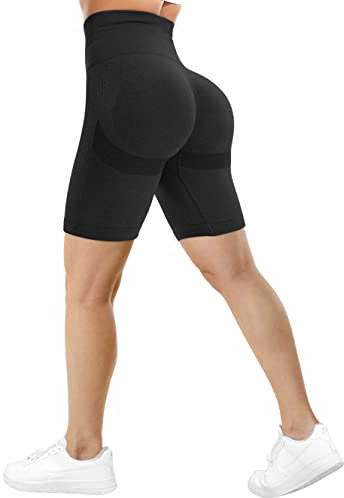 TAYOEA Radlerhose für Damen Sporthose Laufleggings Hohe Taille für Fitnessstudio Yoga Shorts Push up Po Scrunch Nahtlos Matte Kontur Smile