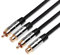 JuicEBitz RCA Cable 3m, Pro Series RCA Male to Female Audio Cable, Double Shielded Speaker Cable with Braided Design - Phono Stereo Audio Component Cable - for AMP, Turntable, Subwoofer