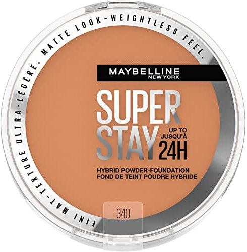 Maybelline Super Stay Up to 24HR Hybrid Powder-Foundation, Medium-to-Full Coverage Makeup, Matte Finish, 340, 1 Count