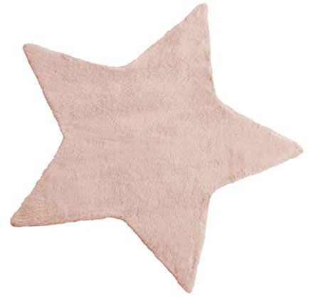 Baroni Home Tappeto a pelo lungo, Tappeto per bambini morbido, Tappeto Bambini Cameretta, Tappeto in Pelliccia Ecologica Morbido, Stella Rosa, 90x90 cm