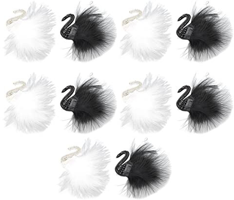 10 Stück Schwarz Weiß Schwan Patch, Feder Dekorierte Strass steine DIY Bügeln Verwenden Handarbeit Bestickte Patch für Kleidung