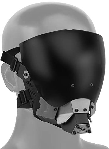 AQ zxdc Tactical Airsoft Mask, Cyberpunk Paintball Protective Mask, Headgear Mask Eye Protection,Schwarz