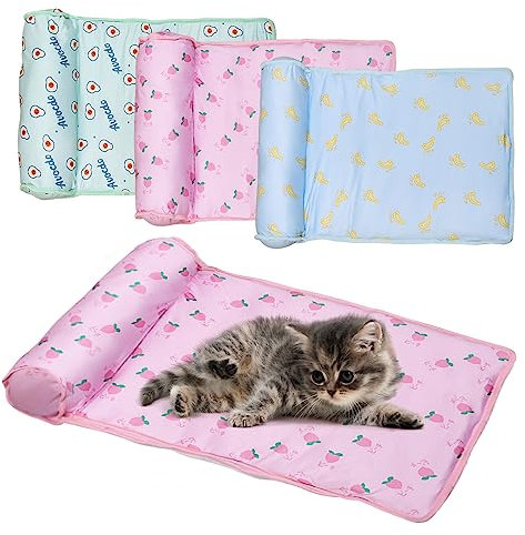 LWuuywa Kühlbett für Hunde Katzen, Selbstkühlendes Kühlkissen aus Eisseide Waschbare Atmungsaktive Katzen Kühlmatte Kühle Unterlage für Hunde und Katzen (C, 60 x 40 cm)