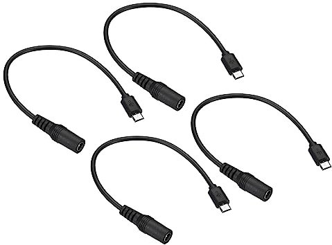 PATIKIL 7.9 Micro USB à DC Extension Câble, 4 Paquet Mâle à Femelle Rallonge Alimentation Cordons pour Ventilateurs LED Bandes, Noir