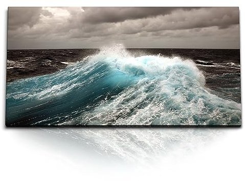Paul Sinus Kunstdruck Bilder 120x60cm Wilder Ozean Sturm Wellen Horizont Wolken