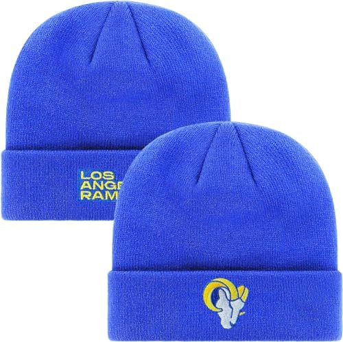 NFL Kids Youth 8-20 Offiziell lizenzierte Sideline Sport Knit Cold Weather Cuffed Beanie Mütze, Los Angeles Rams - Blau, Einheitsgröße