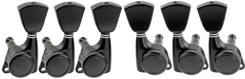 Musiclily Pro 3L3R Gitarren Locking Tuners Mechaniken 18:1 Ratio Tuning Pegs Keys Machine Heads für LP SG Style E-Gitarre/Akustikgitarre, Schwarz mit Keystone Button