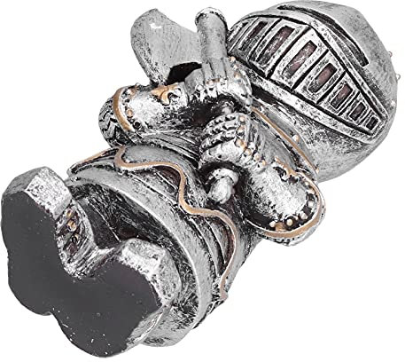 Pssopp Ritterwache Zwerge Harz Ornament für Gartendekoration | Mittelalterliche Kreuzritter Ritter Figur Skulptur für Veranda oder Party (Badischer Axeman)