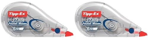 Tipp-Ex 95957 Korrekturroller Mini Pocket Mouse, 6 m x 5 mm, 2er Pack, Ideal für das Büro, das Home Office oder die Schule