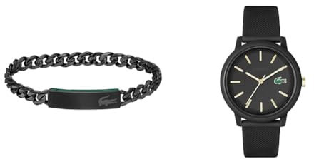 Lacoste Montre Analogique à Quartz pour Homme avec Bracelet en Silicone Noir - 2011233 Bracelet en chaîne pour Homme Collection Baseline - 2040082