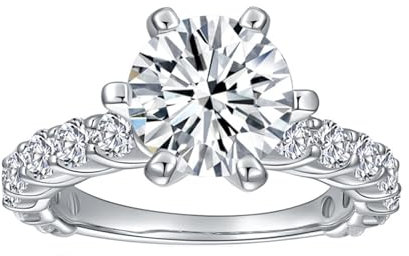 KnSam Sterling 925er Silber Ring, Klassiker Bohrer Reihe Stein Pärchen Ringe mit Moissanit 2ct in Ovalschliff, Sterlingsilber Freundschaftsringe Hochzeitsring Echt Schmuck