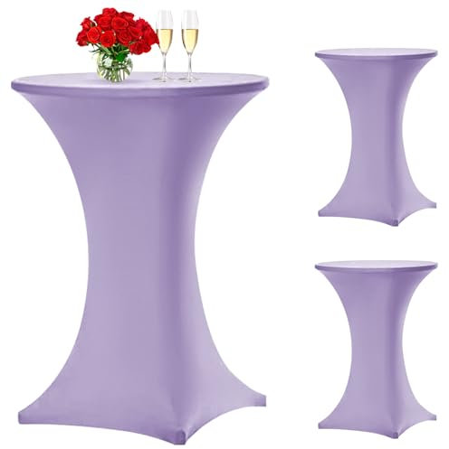 3 Stück Stehtisch Hussen 80cm,Hussen Stehtische Lila für Ø 80-85 cm Stehtische und Bistrotische, Stretch-Tischdecke mit Fußtaschen für Hochzeit Geburtstagsfeier Bankett(80 cm, Lila)