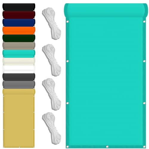 Sonnensegel Baldachin 180 x 400 cm Wasserdicht Quadratisch Balkon Sichtschutz Uv-Schutz-Polyestergewebe mit Seil Sonnenschutz Markise für Balkon Terrasse Und Garten, Himmelblau