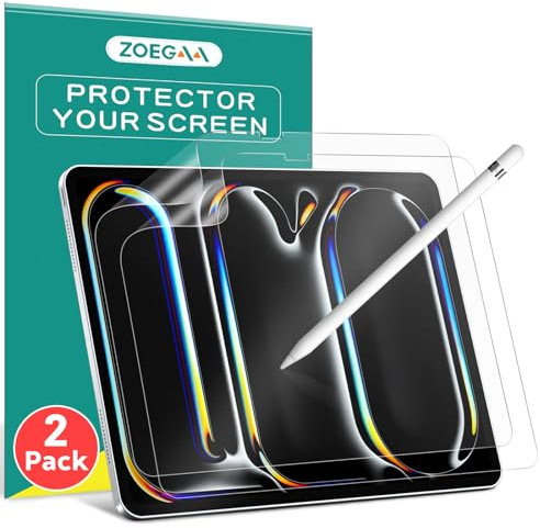 ZOEGAA 2 Stück Papier Schutzfolie für iPad Pro 13(2024)M4, Matte iPad Pro 2024 Schutzfolie Papier,Paper iPad Pro 13 zum Zeichnen, Schreiben&Notizen Machen,Anti-Glare&Anti-Fingerprint iPad Papierfolie