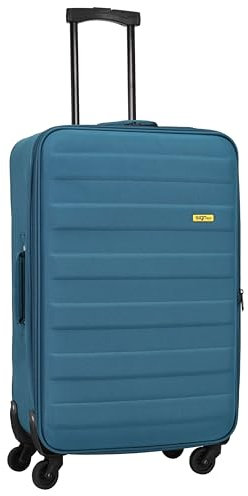 SIGN Stoffkoffer Reisekoffer Trolley (Handgepäck-Mittel-Groß-Set) + 5cm Dehnungsfuge (Pastellblau, Mittlerer Koffer (70cm))