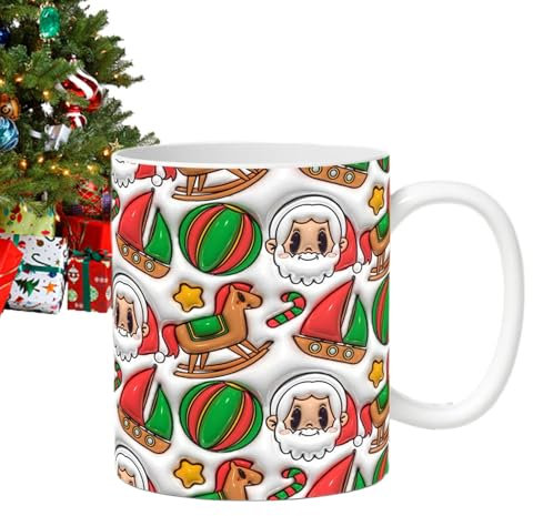 Tazas de Navidad 3D - Tazas de café de cerámica de Navidad, bonitas tazas de chocolate caliente de Navidad, decoración de bar de café de Navidad, decoraciones divertidas de bar de café de cocina de