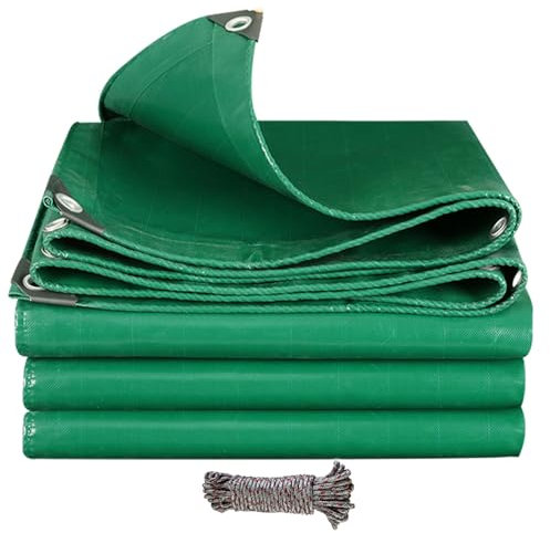 Abdeckplane Wasserdicht 1.4 x 2 m mit Ösen 500 G/M² PVC Wasserdicht & Reißfest Abdeckfolie, Gartenfolie, Siloplane für Terrassen Balkon, Pflanzendecke, Grün