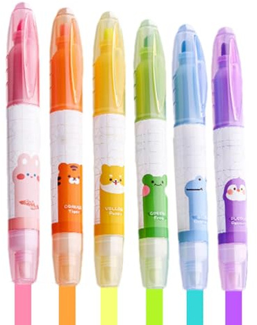 Decorhome Löschbarer Textmarker, Textmarker für Bücher,Doppelseitig löschbare Textmarker | Schnell trocknender Markierungsstift für Schule, Arbeitsplatz und Zuhause, ideal zum Hervorheben und