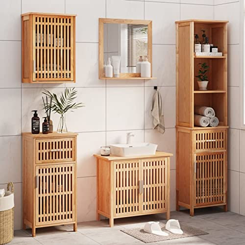 Buzaza Conjunto de Muebles de baño 5 Piezas Muebles de baño Conjunto Muebles de baño Madera Maciza de Nogal