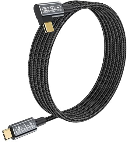 HOTUTUKI Câble USB4 90 Degrés Thunderbolt 4 - 240W avec Transfert de Données 40 Gbps, 8K @ 60Hz HDR, USB C vers USB C pour Hub, Dock, PC, eGUP (2M)
