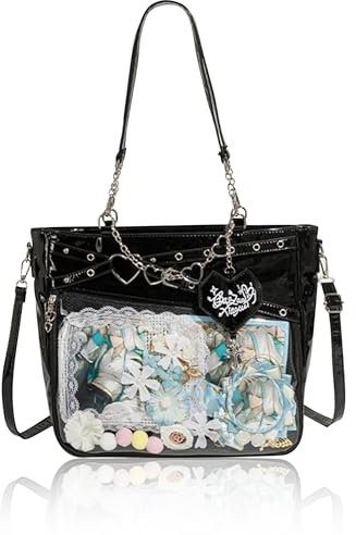 Howoodor Große Kapazität Tote Bag mit Reißverschluss Nette Ita Bag Pins Geldbörse 3-Stile Crossbody Tasche Unterarm Tasche Handtasche Big Rucksack Schwarz