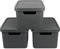 Jolie Max Plastic Storage Boxes with Lid, (Set of 3) 31L Solid Matte Colour, Decorative Design with Handle, Stackable & Nestable Space-Saving Organizers – 45.5 x 33.5 x 25 cm (DARK GREY)