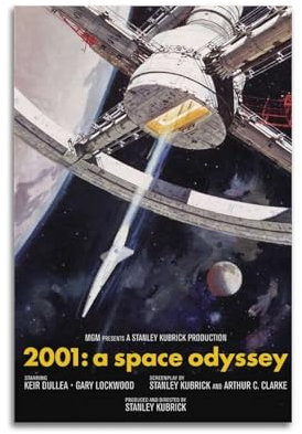 LERIAENHD Poster 2001 A Space Odyssey, Wandkunst, Leinwand, Vintage-Poster, dekoratives Gemälde für Wohnzimmer, Schlafzimmer, elegantes ästhetisches Poster, 20 x 30 cm, ungerahmter Stil